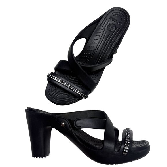 Black Crocs Cyprus IV/V Rhinestone Heeled Sandals – Women’s 9 – NWOT - Picture 4 of 12